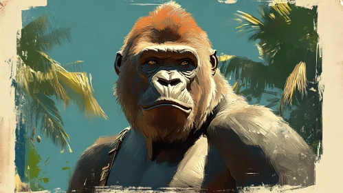 Gorilla in Vibrant Jungle Painting
