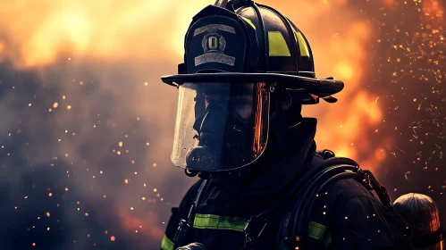 Heroic Firefighter in Action