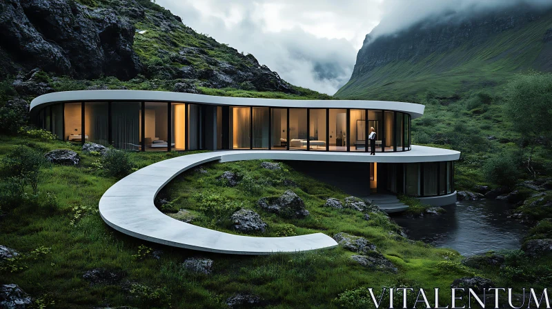 Contemporary Mountain Home with Panoramic Views AI Image