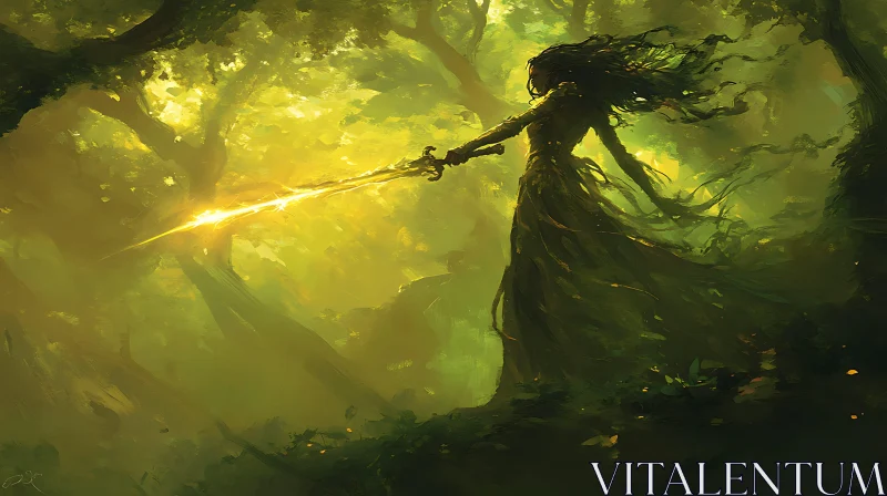 AI ART Fantasy Forest Warrior