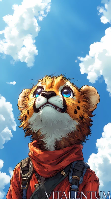 AI ART Curious Cheetah Under Cloudy Skies