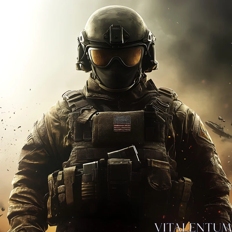 AI ART Tactical Soldier with American Flag