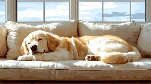 Serene Sleeping Dog on Sofa