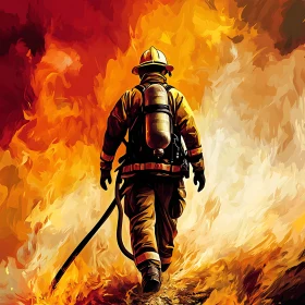 Courageous Firefighter in Action