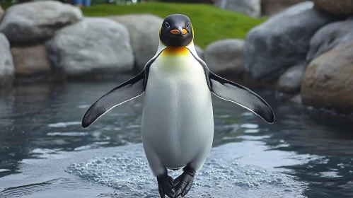 Curious Penguin Near Water