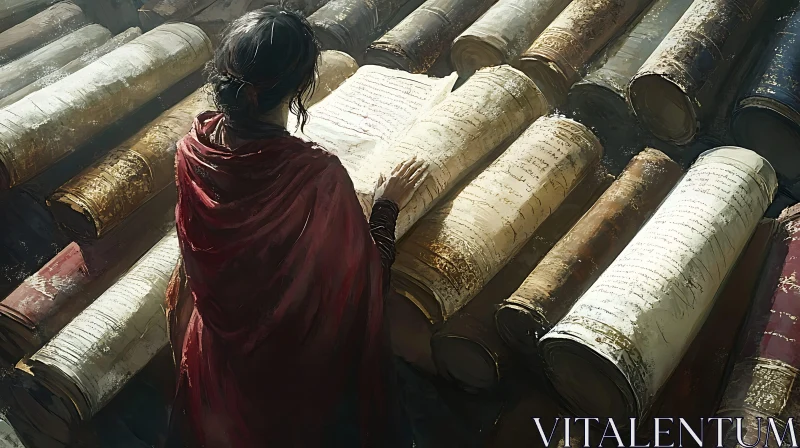 AI ART Woman Reading Ancient Texts