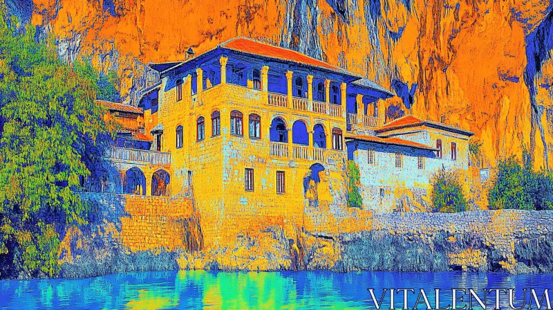 AI ART Architecture by the Cliff