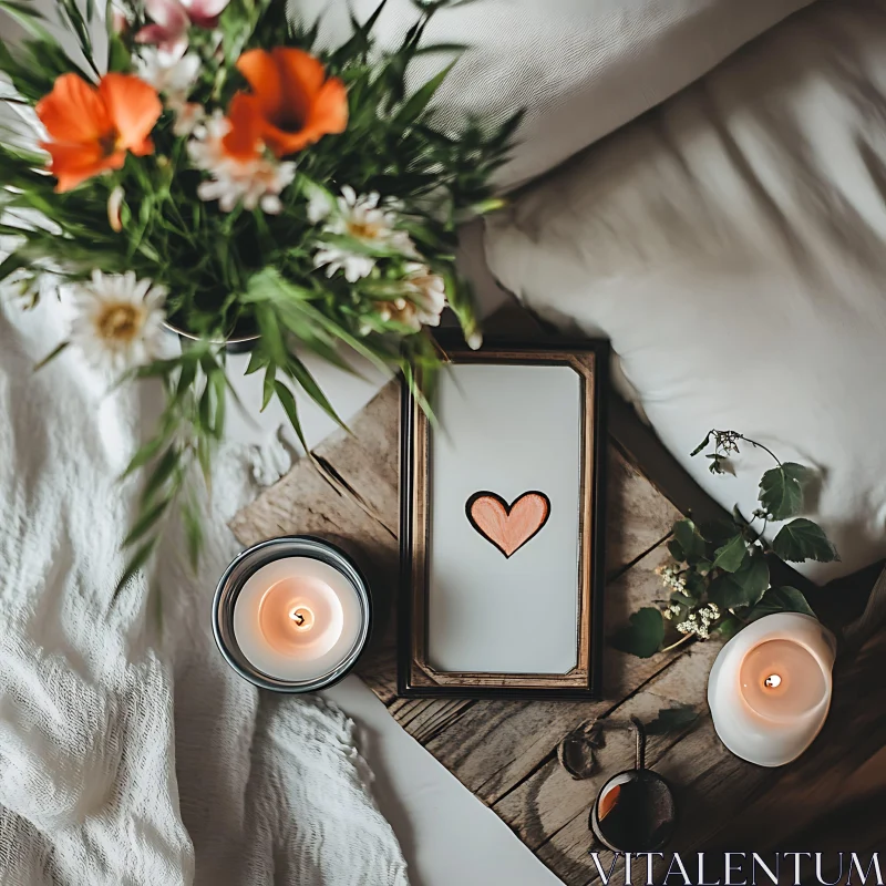 Romantic Still Life with Candles and Blooms AI Image