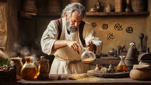 Old Alchemist in Laboratory