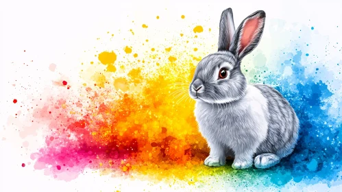 Rabbit with Colorful Background