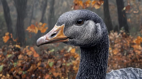 Wildlife Bird Portrait in Autumn Forest