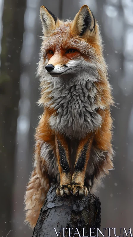 AI ART Elegant Fox in Snowy Woods