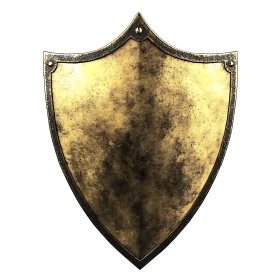 Aged Golden Shield Isolated on White