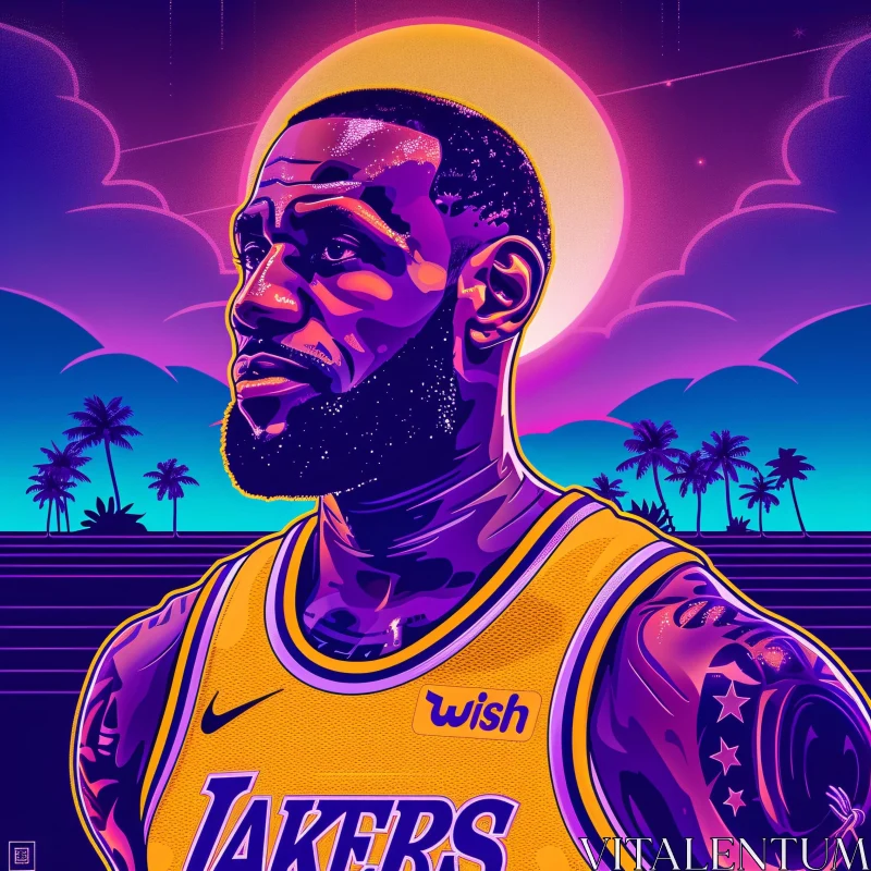 AI ART Neon Artwork of LeBron James