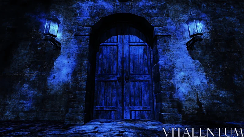 AI ART Ancient Stone Doorway at Night