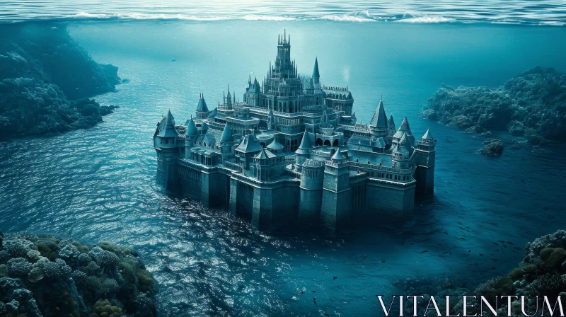 Enchanting Underwater Castle: A Captivating Digital Painting AI Image