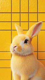 Charming Rabbit Against Vibrant Tiles