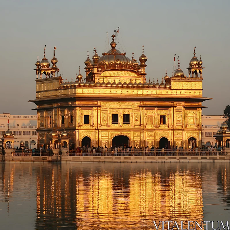 AI ART Sacred Reflection: The Golden Temple's Beauty