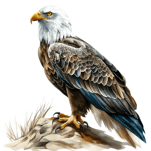 POD Design Majestic Bald Eagle Perched on Mossy Rock - Nature's Elegance