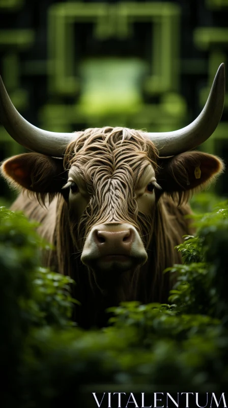 Majestic Bull Amid Nature - An Eco-friendly Visual Experience AI Image