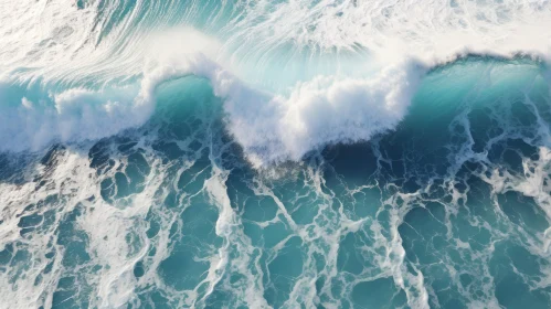 Ocean Wave Crashing - Aerial View