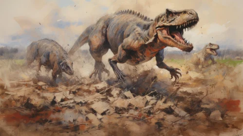 Powerful Dinosaur Painting with Intense Brushwork