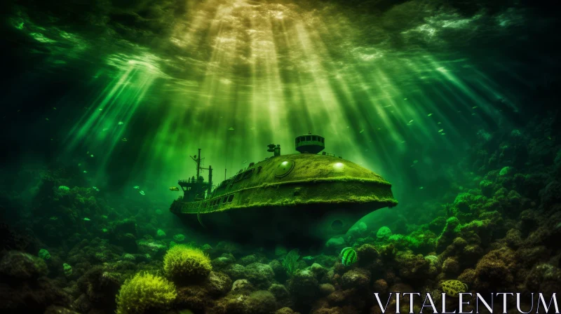 Submarine in Sunlight: A Captivating Underwater Image AI Image