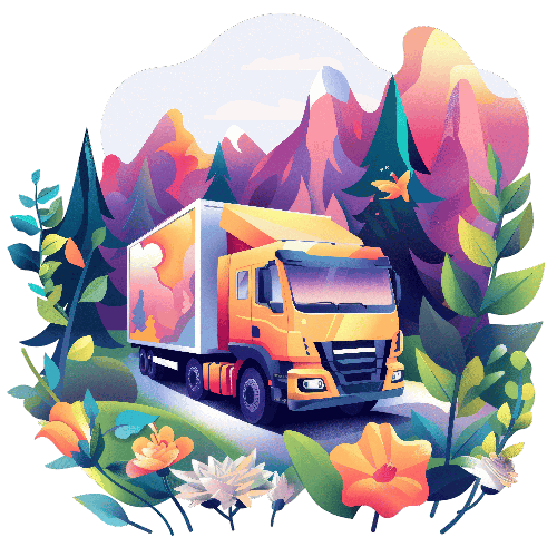 Yellow Truck and Mountain Landscape Vector Illustration POD Design