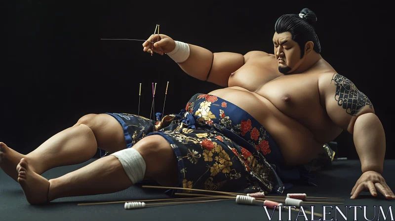 AI ART Acupuncture Session with Sumo Wrestler