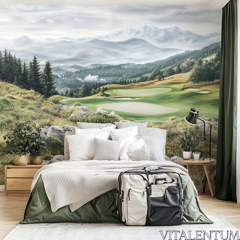 Tranquil Nature-Themed Bedroom Decor AI Image