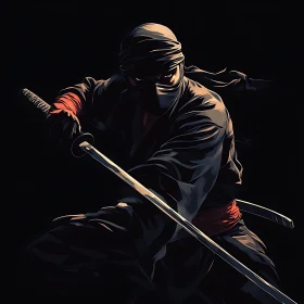 Shadowy Ninja with Gleaming Katana