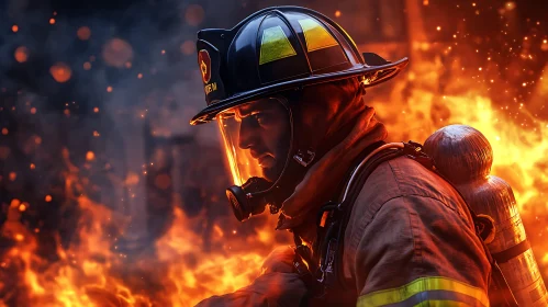 Heroic Firefighter in Action