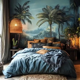 Tropical-Themed Bohemian Bedroom Interior