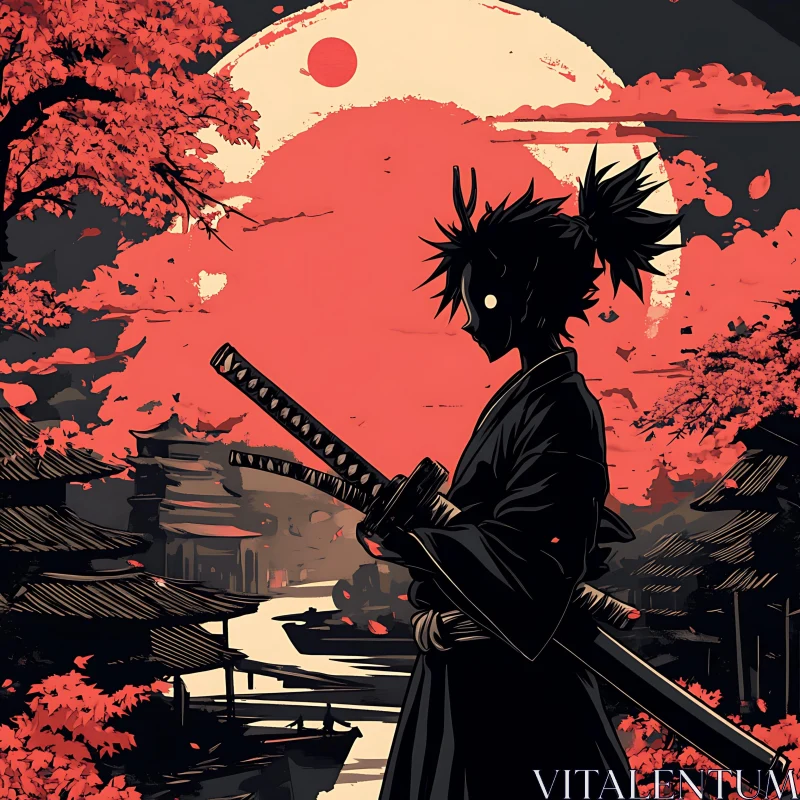 AI ART Warrior in Shadows: A Samurai's Resolve