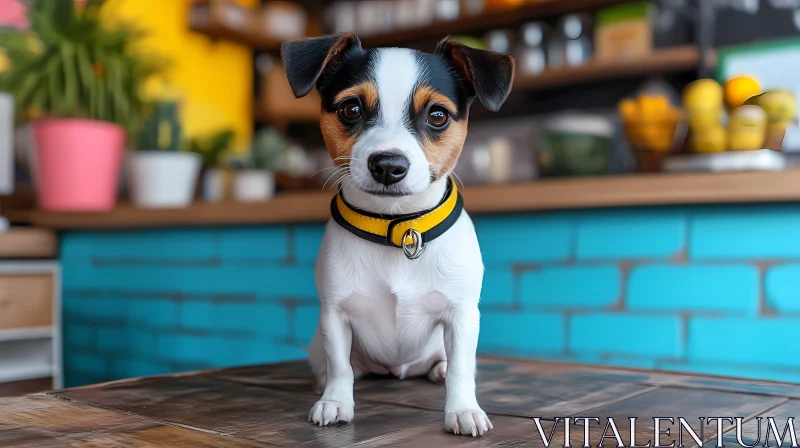 Charming Jack Russell Terrier in Vibrant Home Decor AI Image