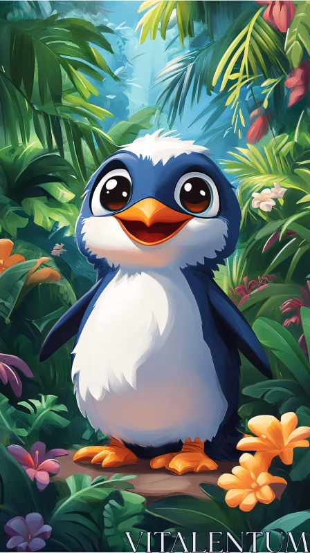 AI ART Charming Jungle Penguin