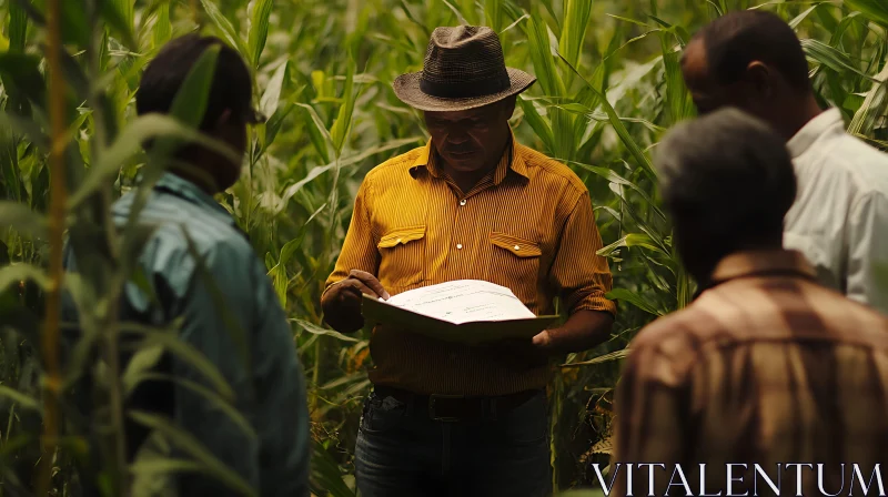 AI ART Cornfield Meeting: Farmers Reviewing Crop