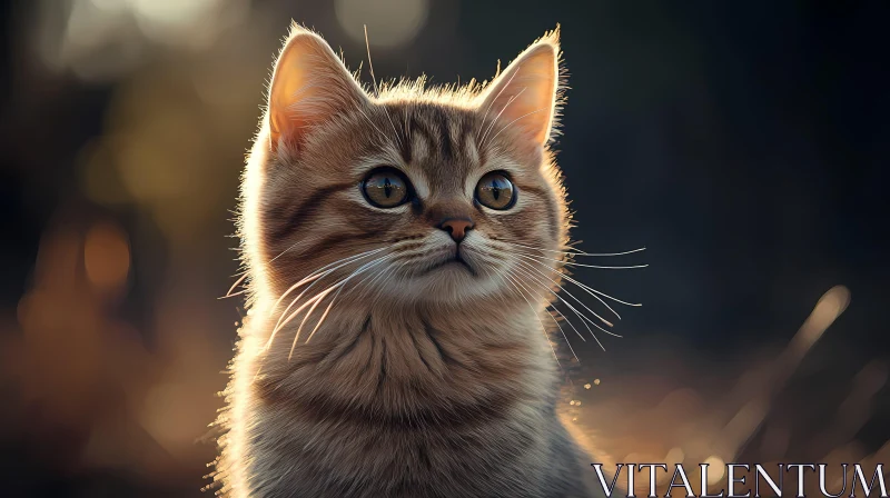 Serenity of a Sunset-Lit Kitten AI Image