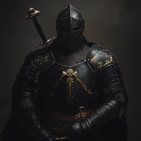 Armored Knight with Sword Illustration