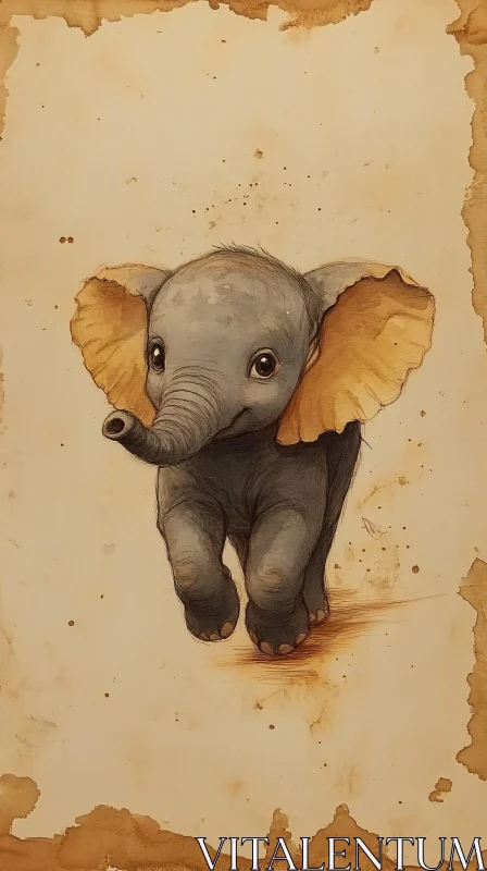 Whimsical Elephant Sketch AI Image