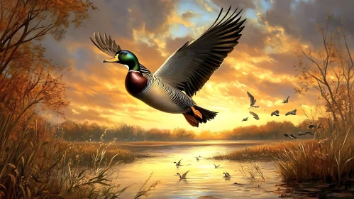 Sunset Duck Serenity