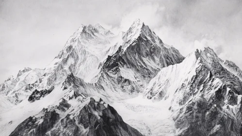 Detailed Mountain Peaks Illustration