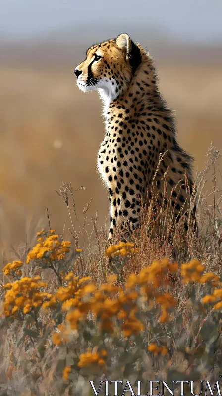 Cheetah Amidst Nature's Beauty AI Image