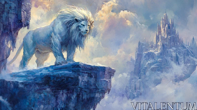 AI ART Icy Lion Overlook