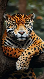 Jaguar Resting on Tree