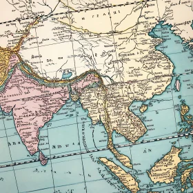 Vintage Southeast Asia Cartography Art