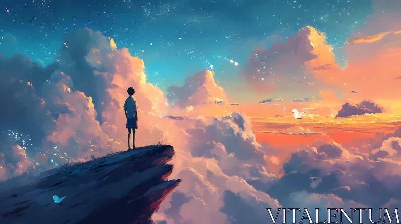 Sunset Contemplation AI Image