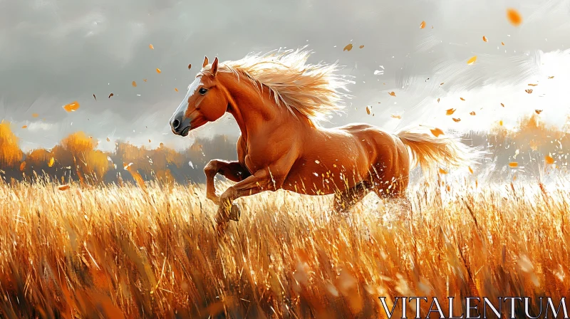 AI ART Horse in Golden Field