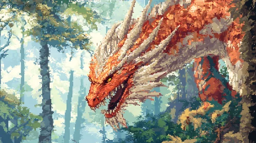 Orange Dragon Pixel Art