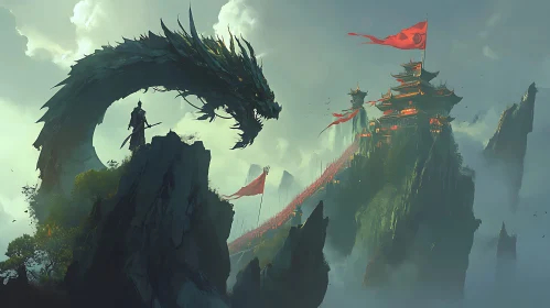Epic Battle: Dragon versus Warrior at Temple